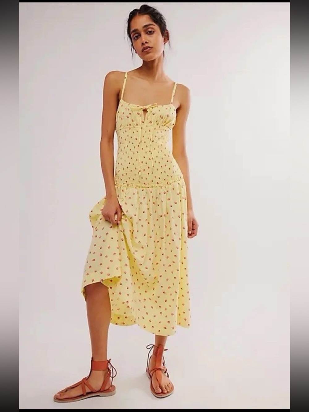 Free People Lavender Daze Strawberry Print Dress Sz Small